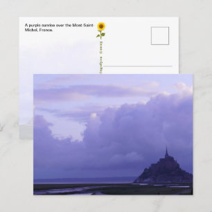 Mont-Saint-Michel Purple Sunrise, France -postcard Postcard
