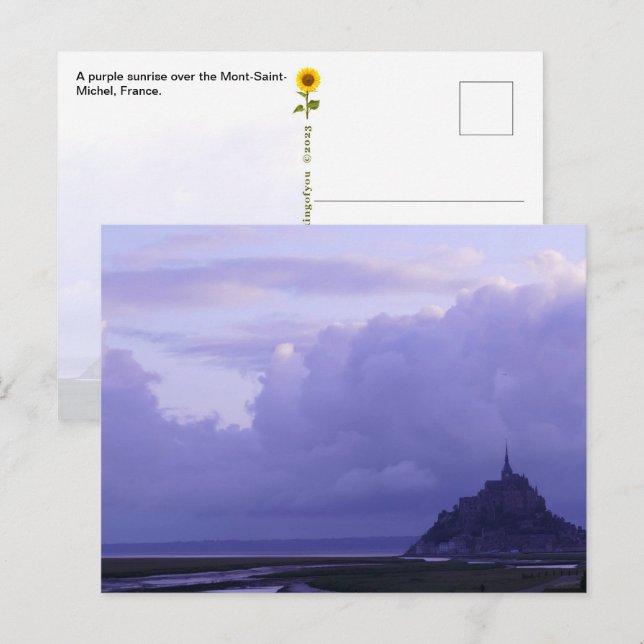 Mont-Saint-Michel Purple Sunrise, France -postcard Postcard (Front/Back)