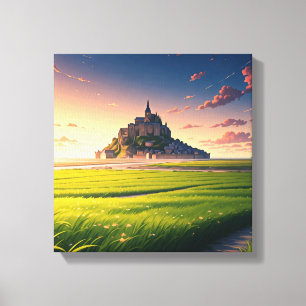 Mont Saint-Michel Sunset Postcard Canvas Print