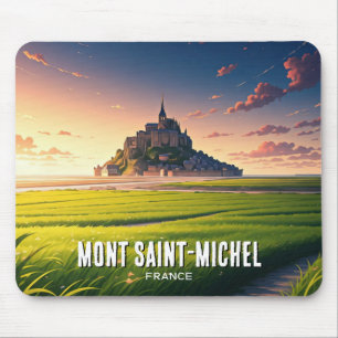 Mont Saint-Michel Sunset Postcard Mouse Mat