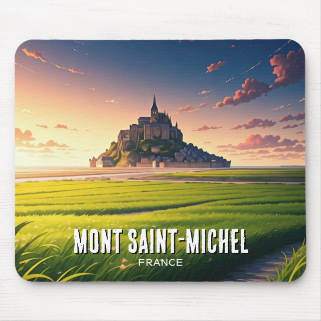 Mont Saint-Michel Sunset Postcard Mouse Mat (Front)