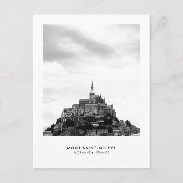 Mont SaintMichel France Monochrome Travel Postcard (Front)