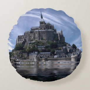 Mont St Michel Church Normandy Round Cushion