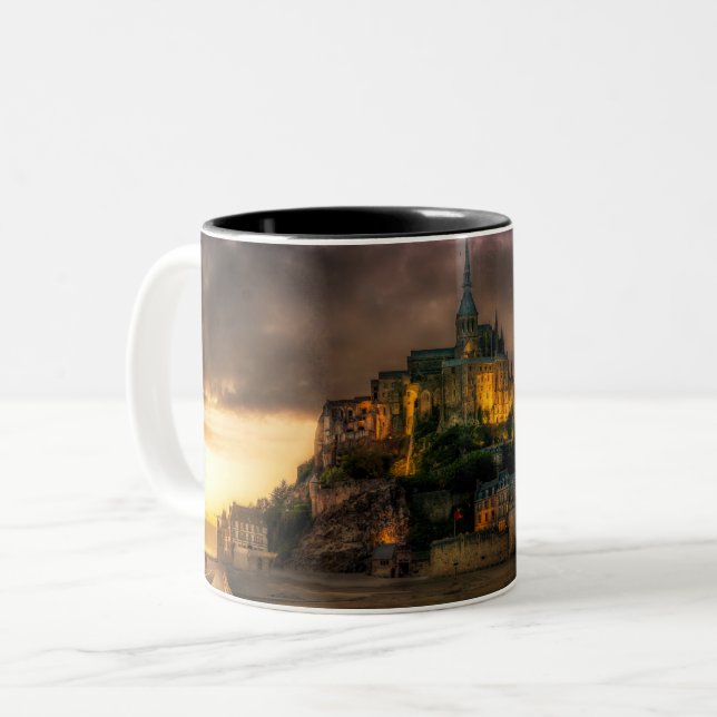 Mont St Michel Island Church Normandy Two-Tone Coffee Mug (Front Left)