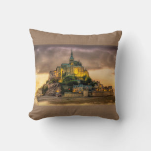 Mont St. Michel Normandy France Brown Pillow