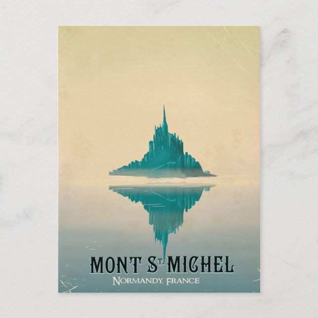 mont st michel vintage Travel poster Postcard (Front)