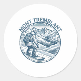 Mont Tremblant Canada Snowboarding Snowboarder Classic Round Sticker