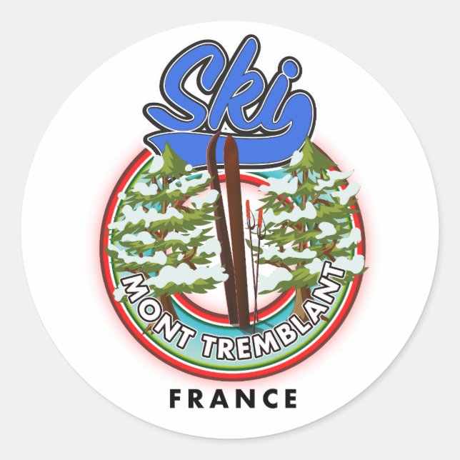 Mont Tremblant France ski travel poster Classic Round Sticker (Front)