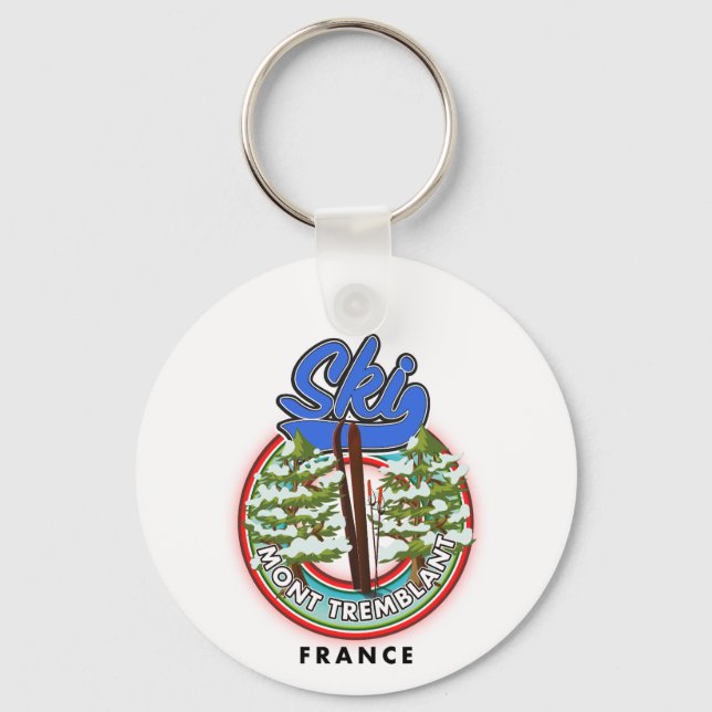 Mont Tremblant France ski travel poster Key Ring (Front)