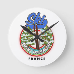 Mont Tremblant France ski travel poster Round Clock