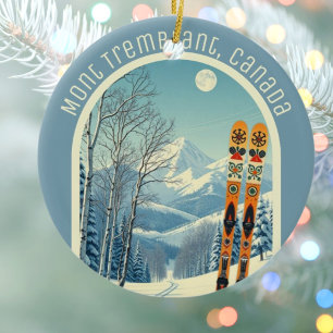 Mont Tremblant Quebec Canada ski souvenir  Ceramic Tree Decoration