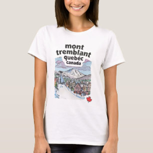 Mont Tremblant Quebec Cute Skiing Watercolor T-Shirt