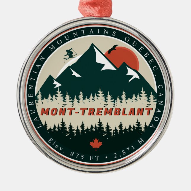 Mont-Tremblant Quebec Laurentian Mountains Canada Metal Tree Decoration (Front)