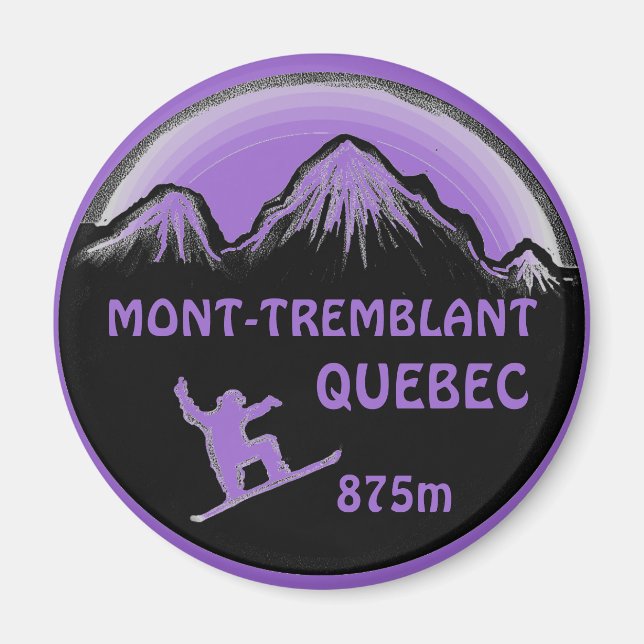 Mont Tremblant Quebec purple snowboard art magnet (Front)