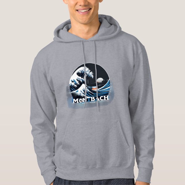 Montabeach Bold Machine Wave Logo – Flat Vector  Hoodie (Front)