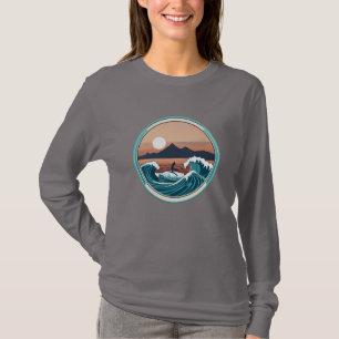 Montabeach Minimalist Ocean Wave Surfing Logo T-Shirt