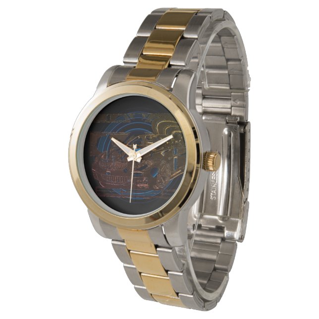 Montage ink drawing - sports car the centerpiece. watch (Angled)