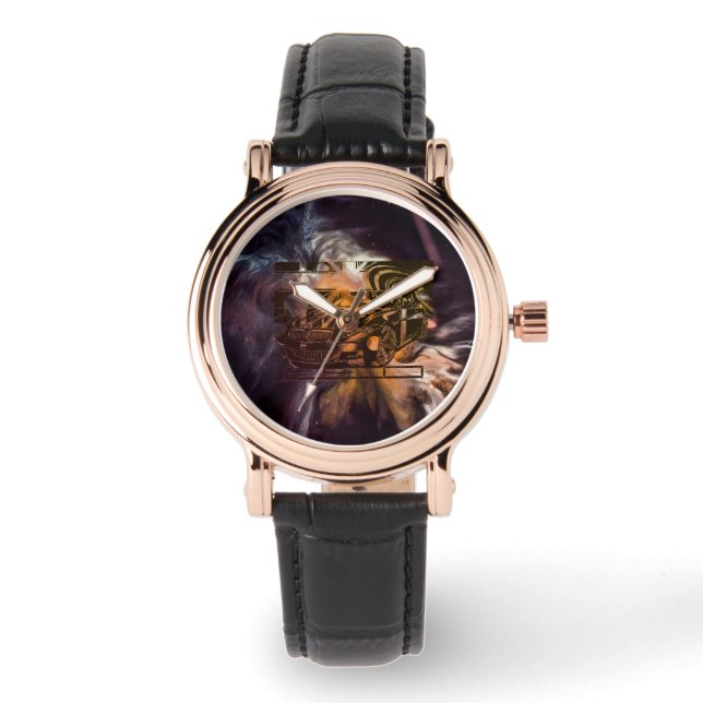 montage ink drawing - sports car the centerpiece. watch (Front)