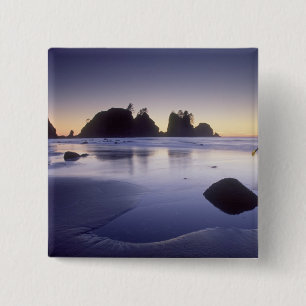 Montage of man carrying kayak, ShiShi Beach, 15 Cm Square Badge