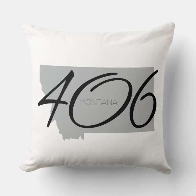 Montana 406 Typography Black White Throw Pillow (Front)