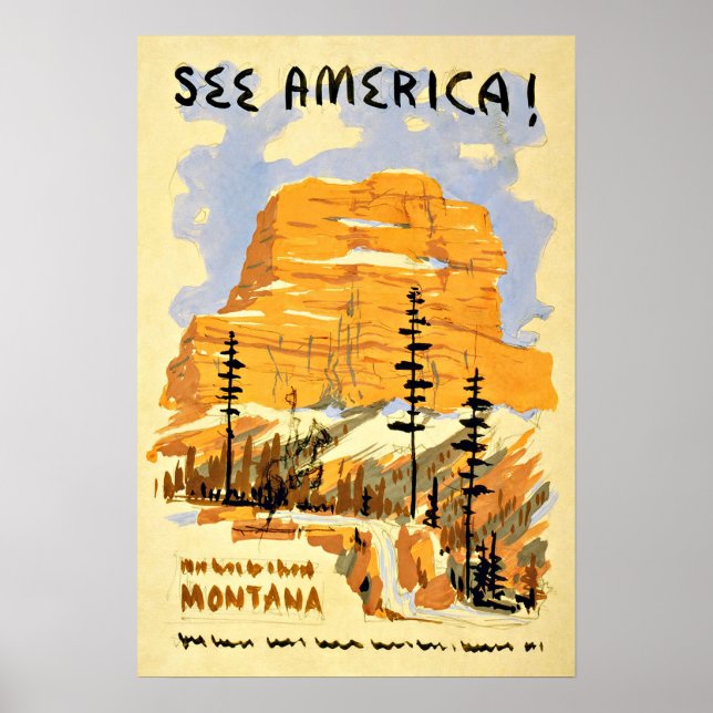 Montana America Vintage Travel Poster (Front)