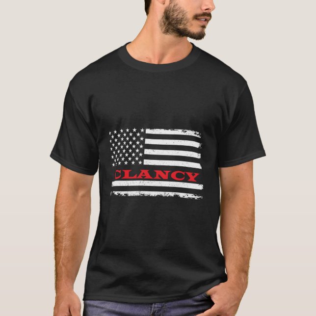 Montana American Flag Clancy Usa Patriotic Souveni T-Shirt (Front)