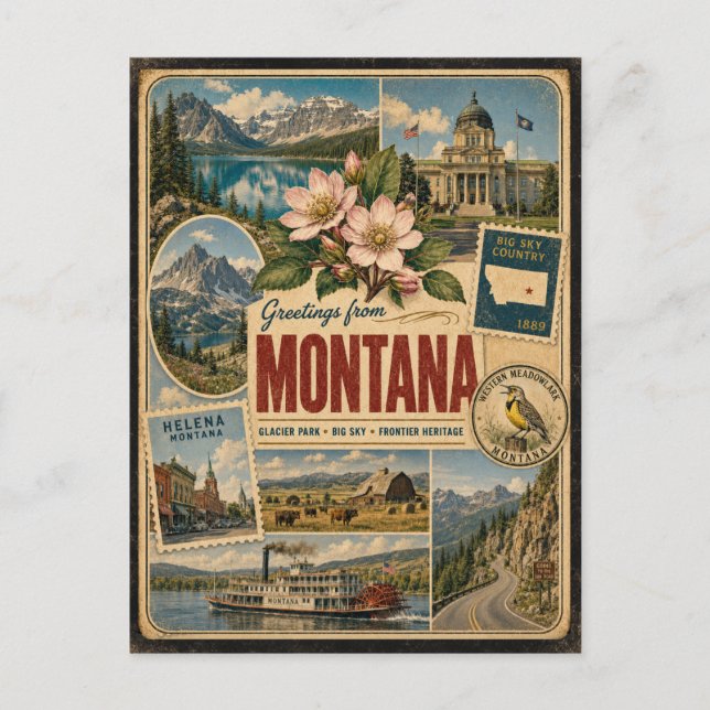 Montana Authentic Vintage Style Postcard (Front)