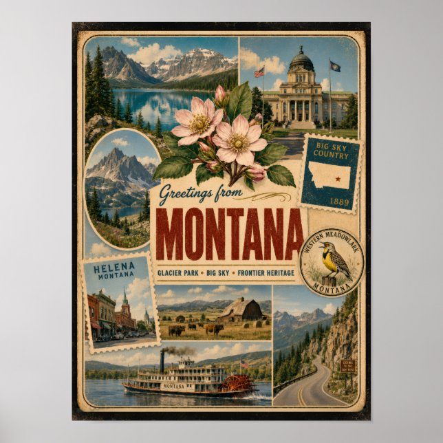 Montana Authentic Vintage Style Poster (Front)