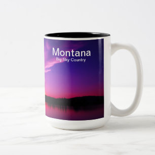 Montana, Big Sky Country, 15 oz Mug, Pink Sunset Two-Tone Coffee Mug