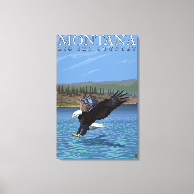 Montana -- Big Sky CountryDiving Eagle Canvas Print (Front)