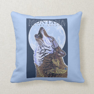 Montana -- Big Sky CountryHowling Wolf Cushion