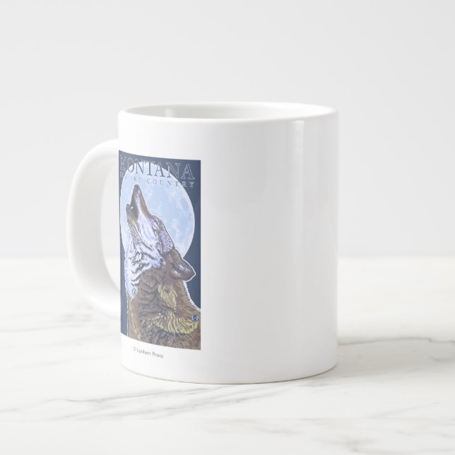 Montana -- Big Sky CountryHowling Wolf Large Coffee Mug (Front Left)