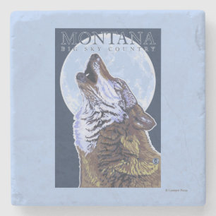 Montana -- Big Sky CountryHowling Wolf Stone Coaster