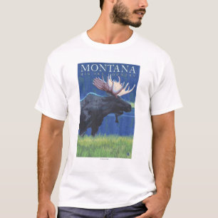 Montana -- Big Sky CountryMoose in Moonlight T-Shirt