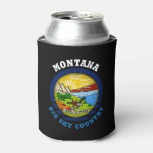 MONTANA BIG SKY STATE FLAG  CAN COOLER