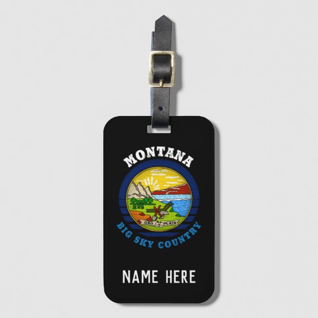  MONTANA BIG SKY STATE FLAG LUGGAGE TAG (Front Vertical)