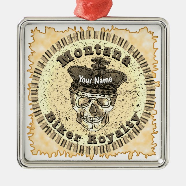 Montana Biker  Metal Tree Decoration (Front)