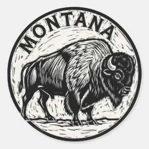 Montana Bison Classic Round Sticker