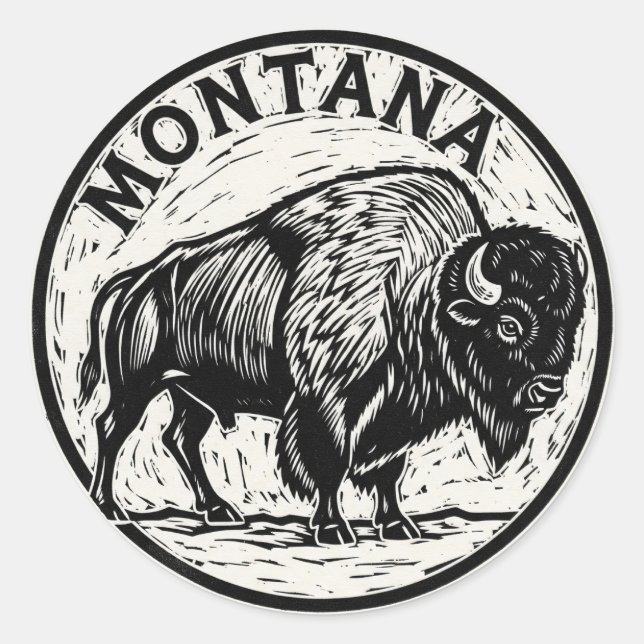 Montana Bison Classic Round Sticker (Front)