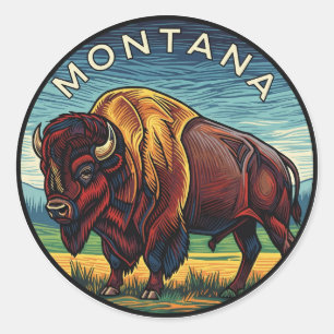 Montana Bison Classic Round Sticker