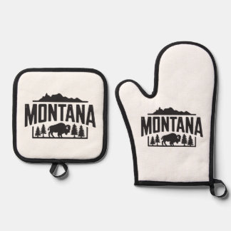 Montana bison oven mitt and pot holder oven mitt & pot holder set