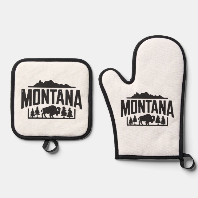 Montana bison oven mitt and pot holder oven mitt & pot holder set (Front)