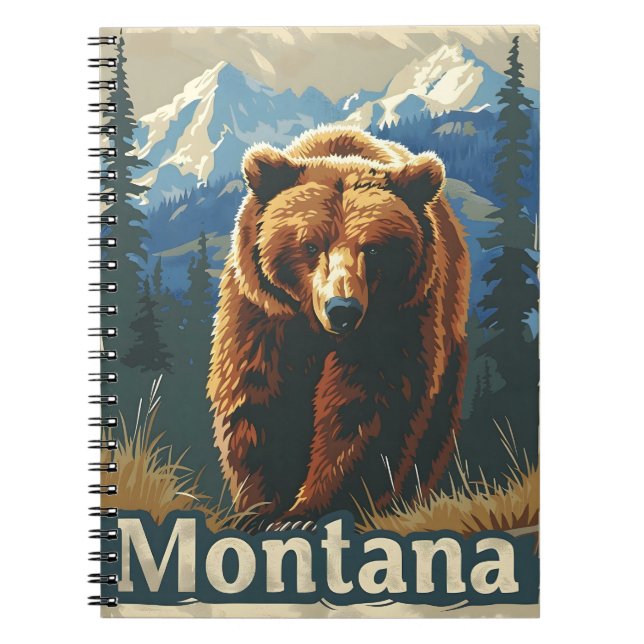 Montana Brown Bear Grizzly Notebook (Front)