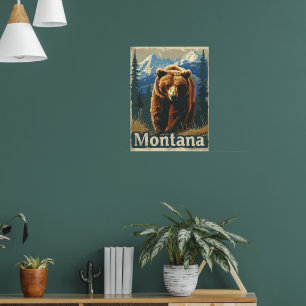 Montana Brown Bear Grizzly Poster