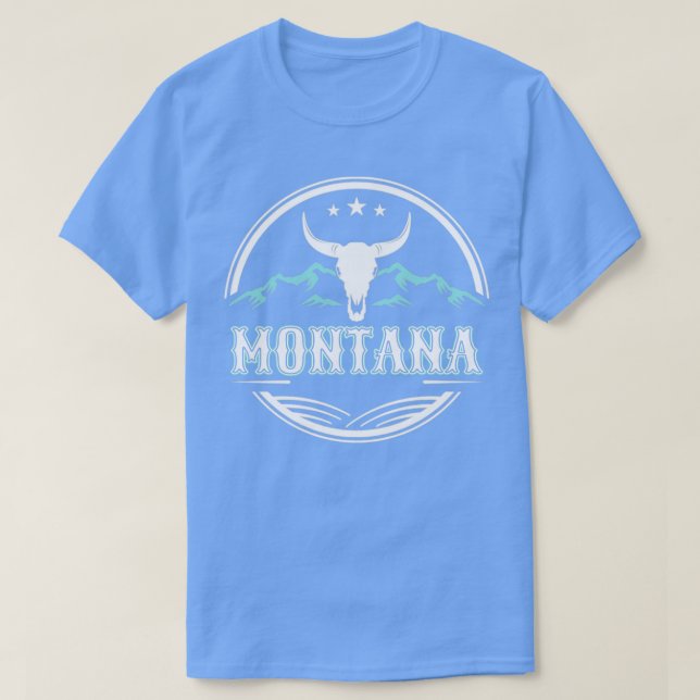 Montana Cattle Steer Mountain Range Wilderness Cam T-Shirt (Design Front)