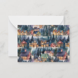 Montana Christmas at Midnight Street Watercolor Card