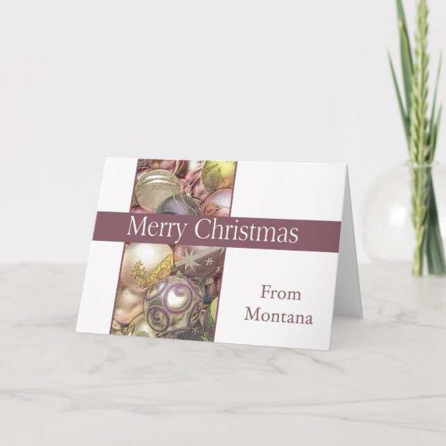 Montana   Christmas Card, state specific Holiday Card (Front)