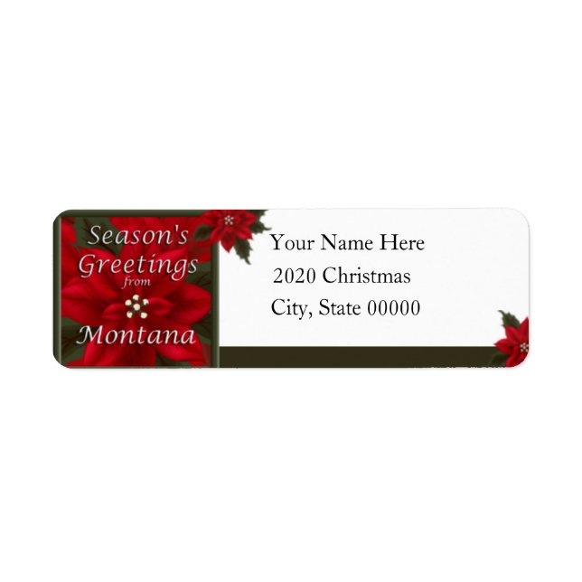 Montana Christmas Poinsettia Return Address (Front)