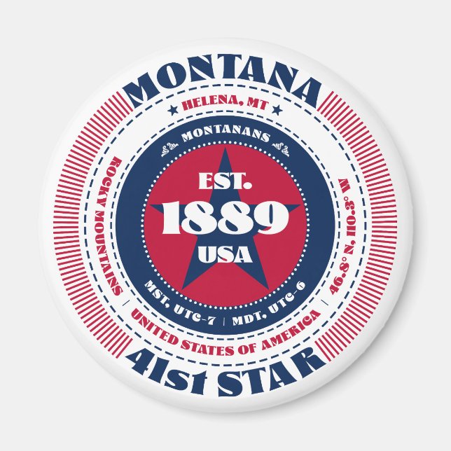 Montana Circle Typography Souvenir Magnet (Front)