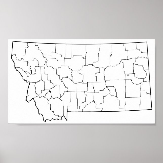 Montana Counties Blank Outline Map Poster (Front)